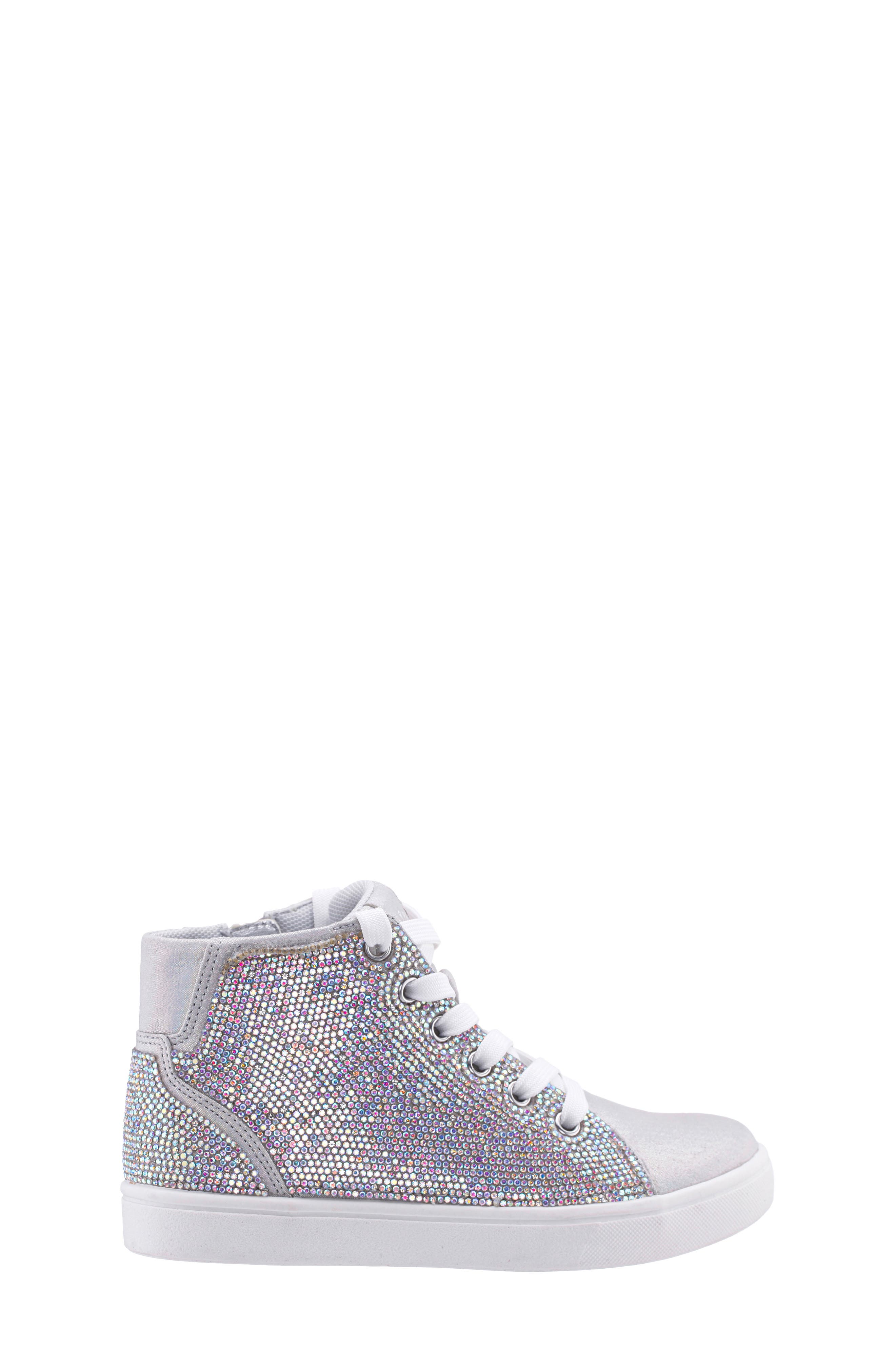 Kids' Kula High Top Sneaker, Alternate, color, SILVER SHIMMER STONES