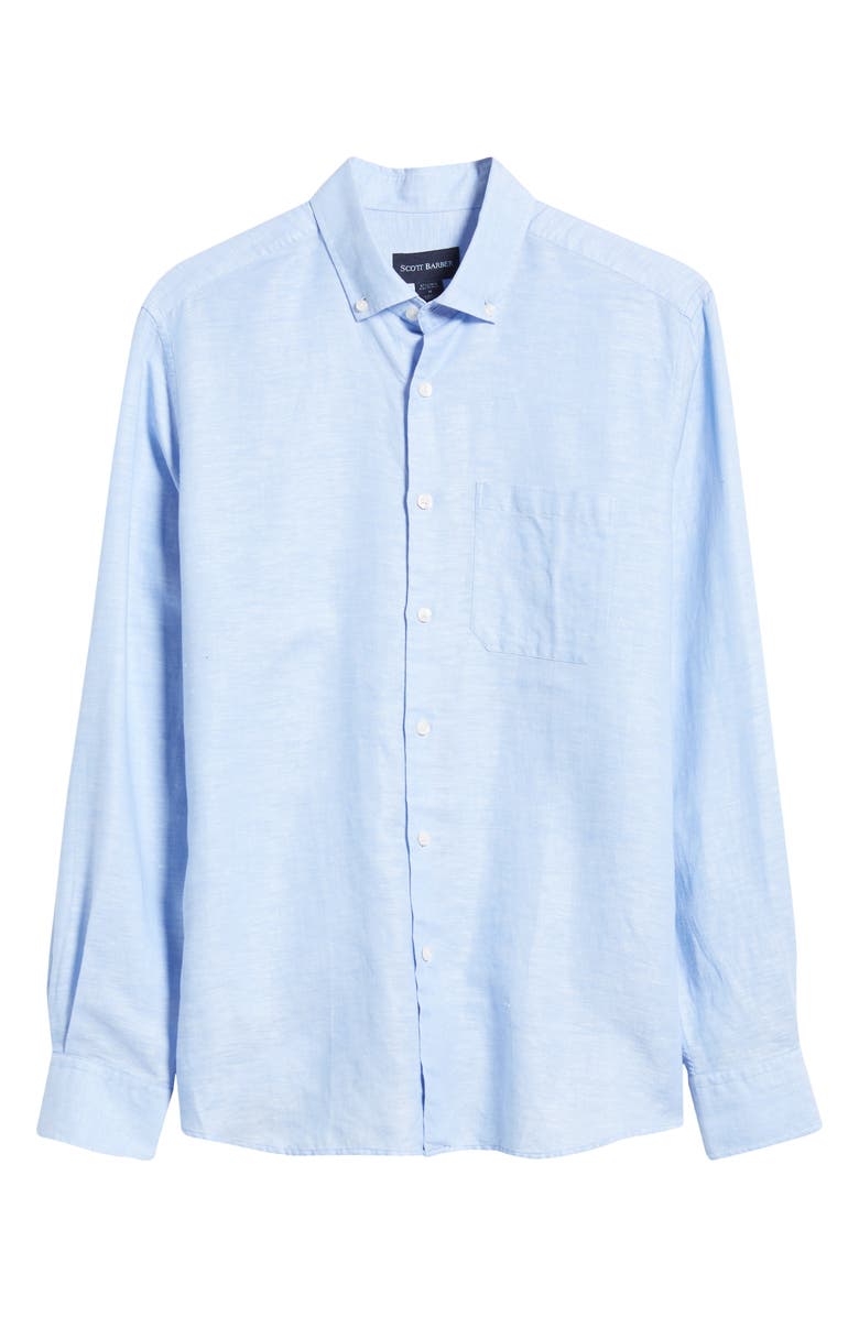 Scott Barber Solid Linen & Lyocell Twill Button-Down Shirt, Alternate, color,