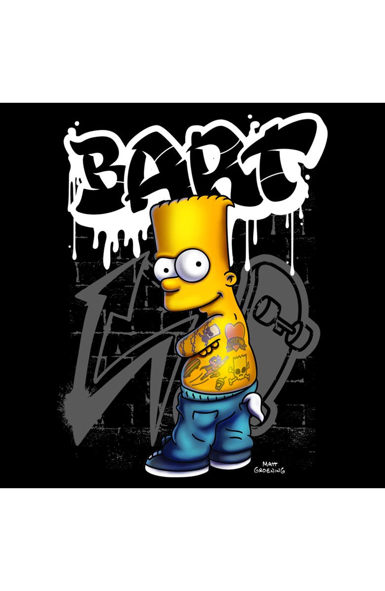 The Simpsons Men's The Simpsons Bart Tattoo Brick Paint Graphic T-Shirt, Alternate, color, Black