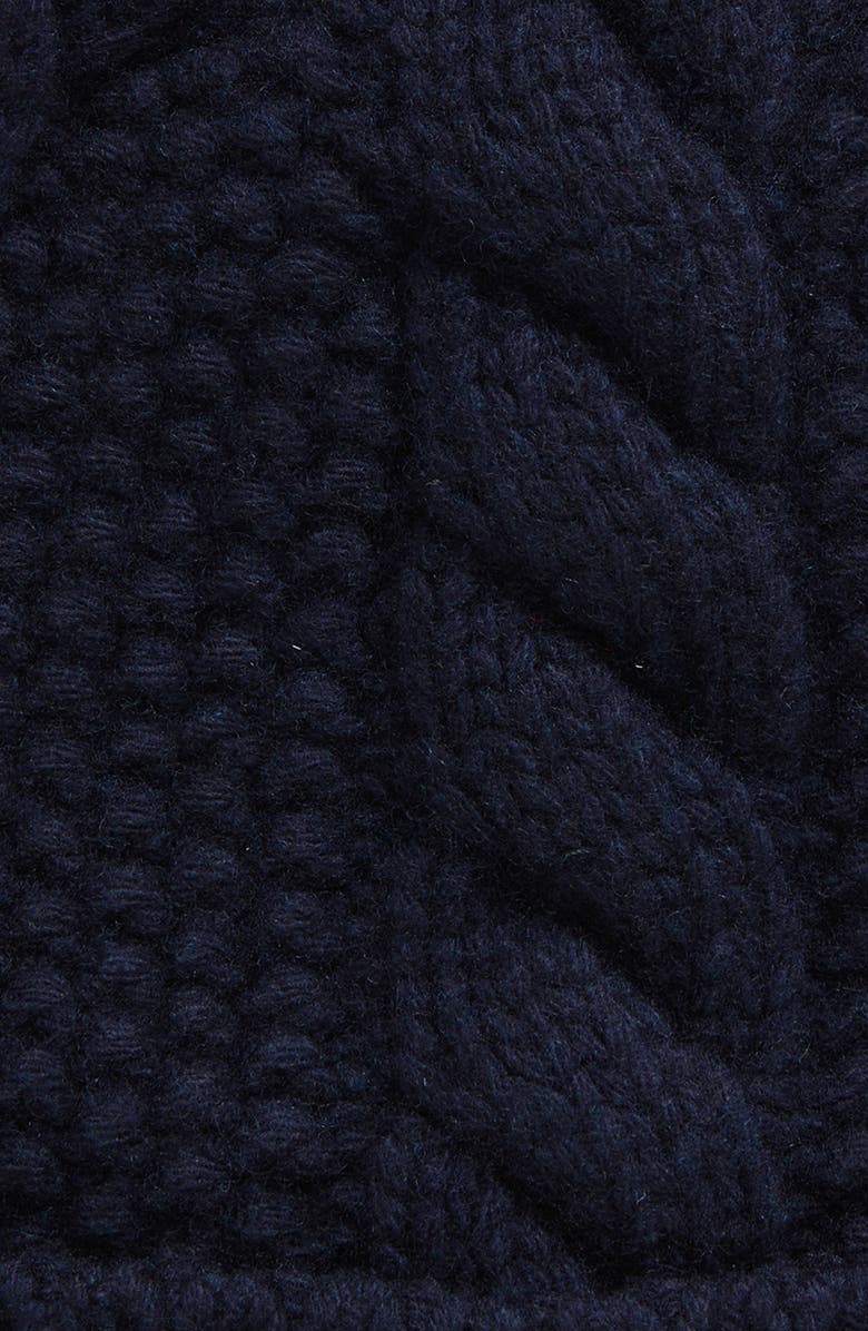Moncler Logo Cable Stitch Virgin Wool & Cashmere Beanie, Alternate, color, Dark Blue