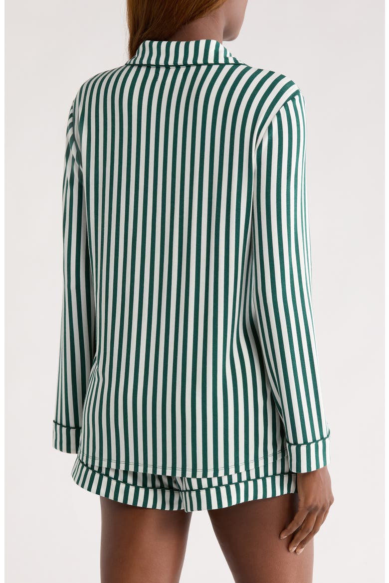 Moonlight Eco Long Sleeve Short Pajamas, Alternate, color, GREEN- IVORY SIMPLE STRIPE