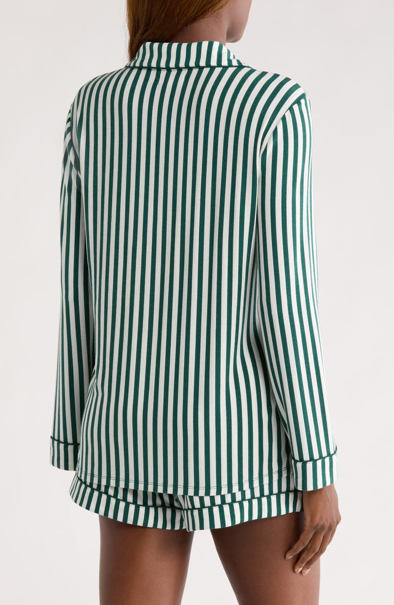 Nordstrom Moonlight Eco Long Sleeve Short Pajamas, Alternate, color, Green- Ivory Simple Stripe