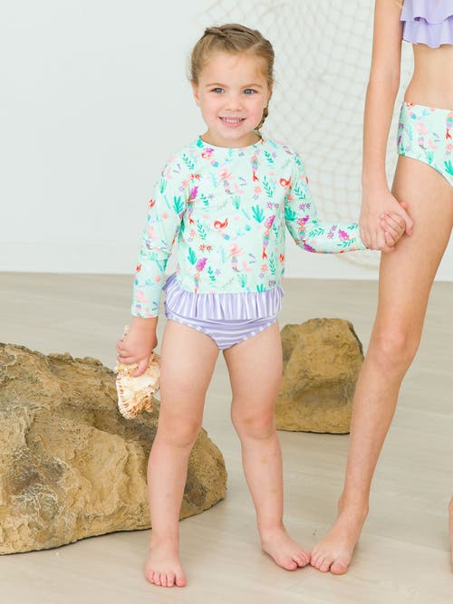 RUFFLEBUTTS RUFFLEBUTTS GIRLS UPF50+ LONG SLEEVE RASH GUARD BIKINI 
