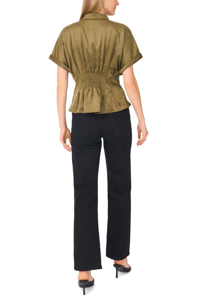 Gathered Faux Suede Top, Alternate, color, LUXE OLIVE