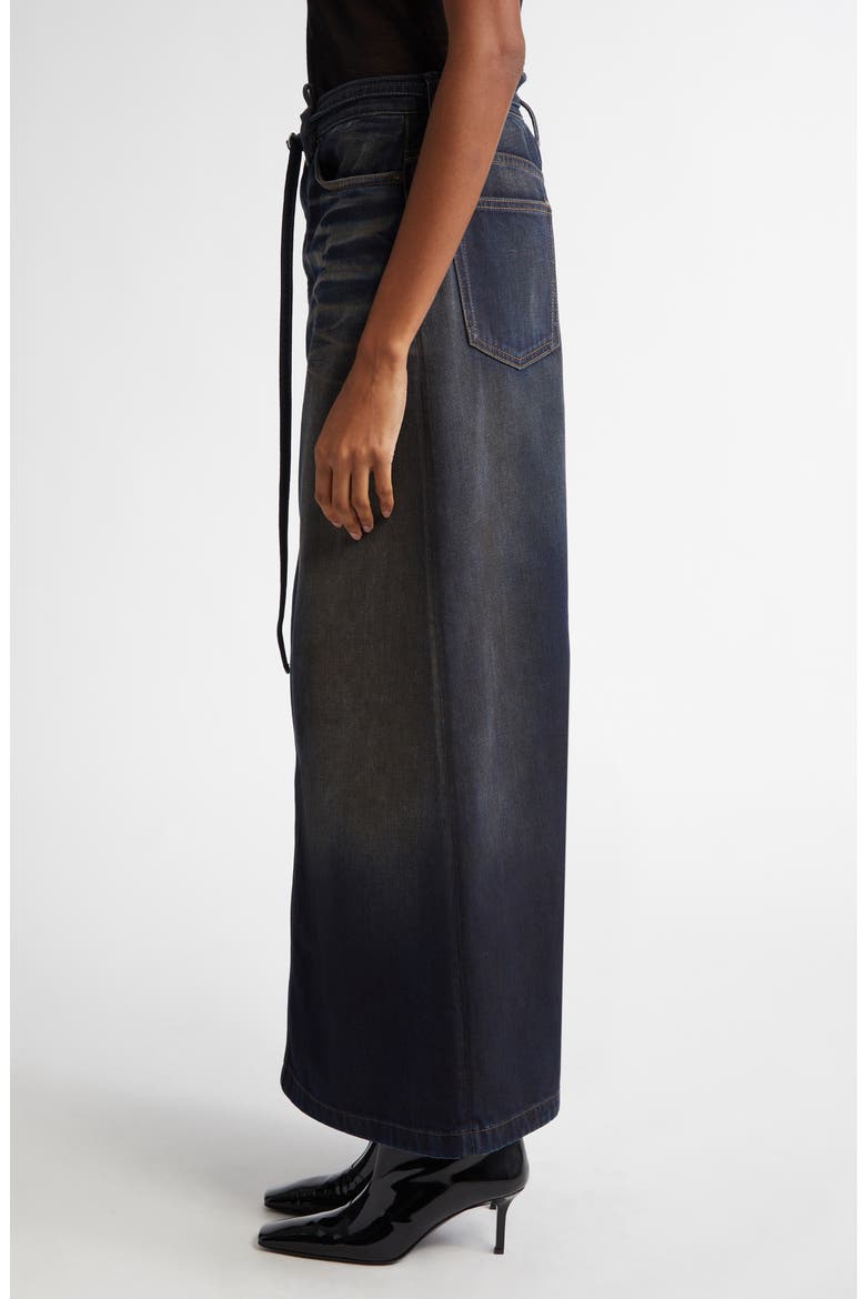 Talia Darkside Belted Denim Maxi Skirt, Alternate, color, DARK BLUE