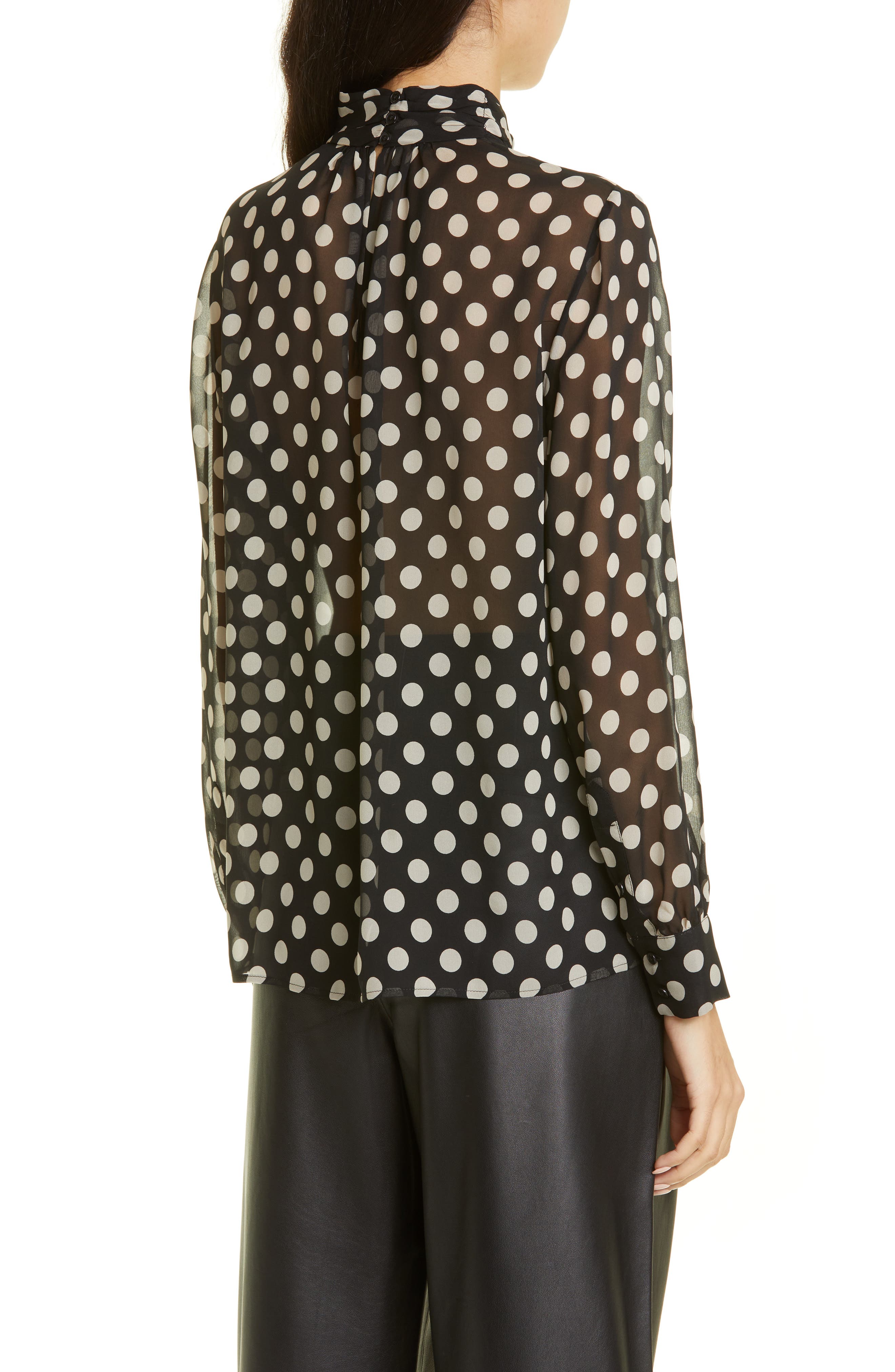 Nili Lotan Remie Polka Dot Sheer Silk Chiffon Blouse (Women ...