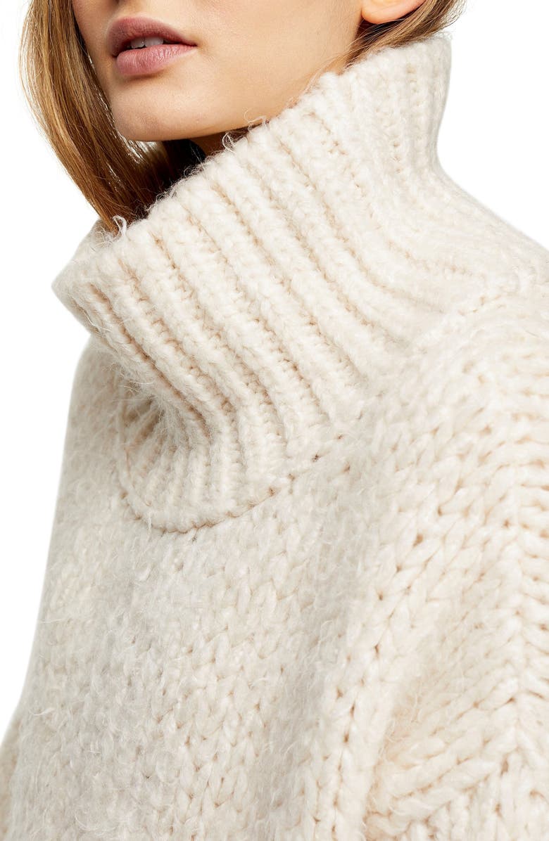 Topshop Chunky Funnel Sweater, Alternate, color,