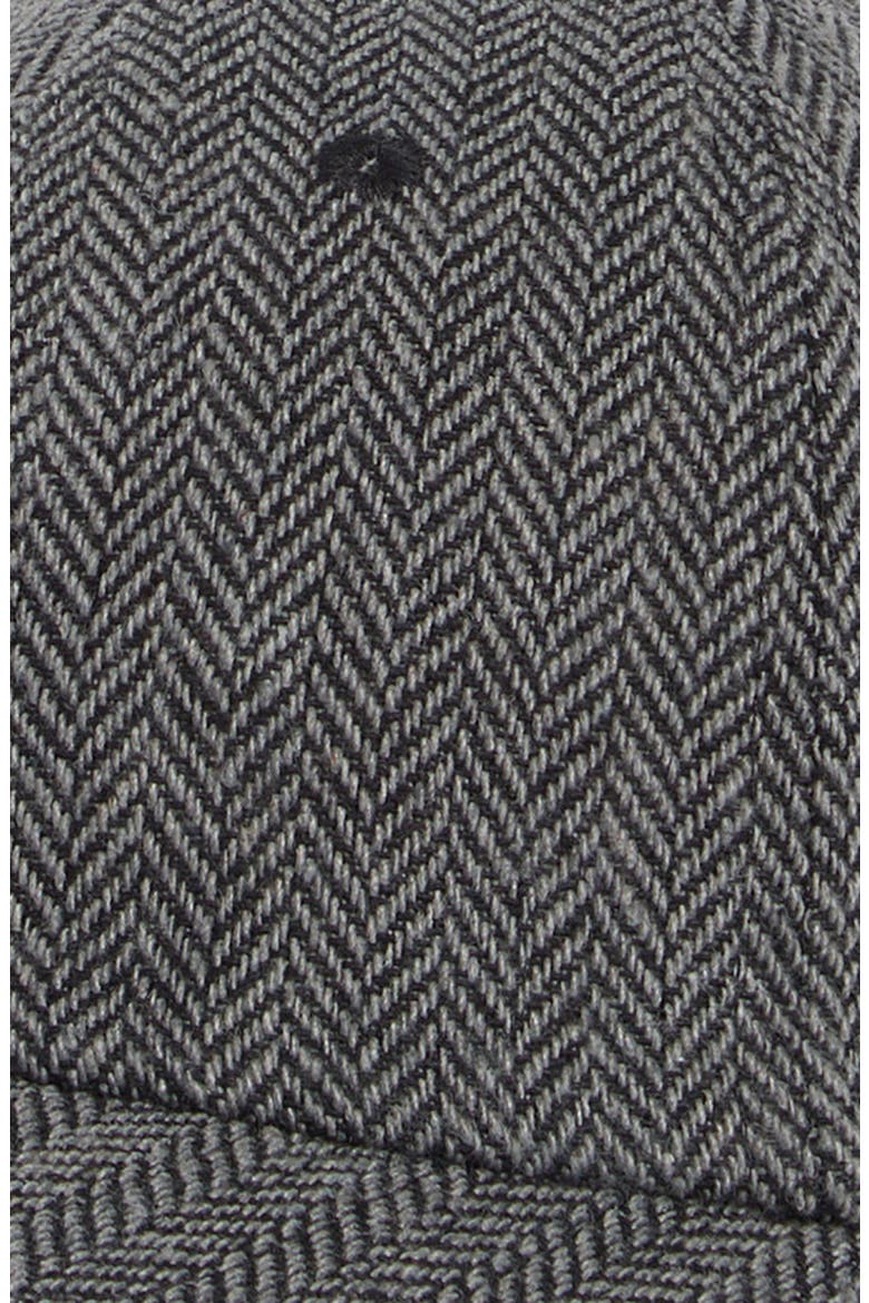 Embroidered Cashmere & Wool Herringbone Adjustable Baseball Cap, Alternate, color, BLACK/ WHITE