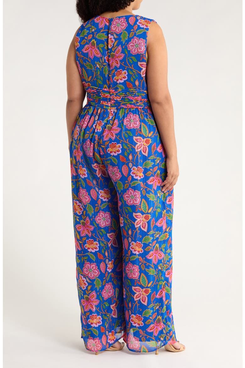 Wendey Metallic Stripe Floral Sleeveless Jumpsuit, Alternate, color, BLUE-MULT