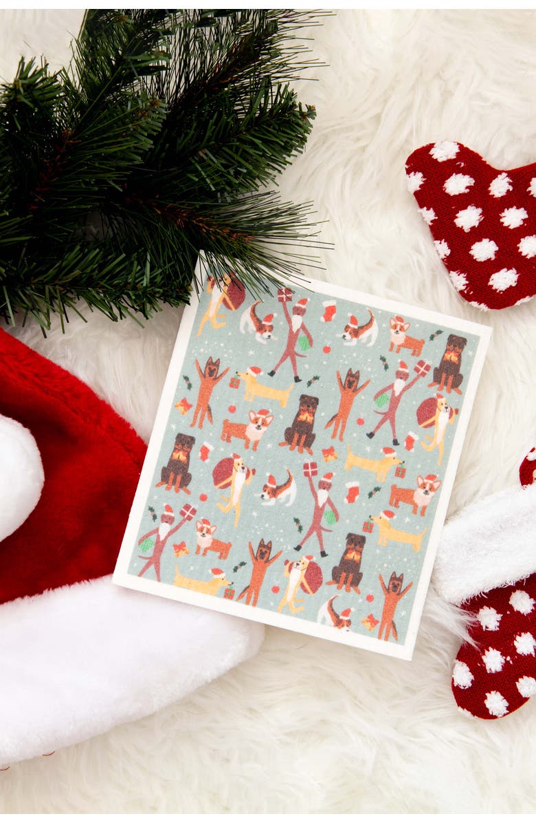 Puppington Pupper Towels 12-Pack Swedish Dish Cloths for Kitchen, Alternate, color, Doggie Dozen Holidays