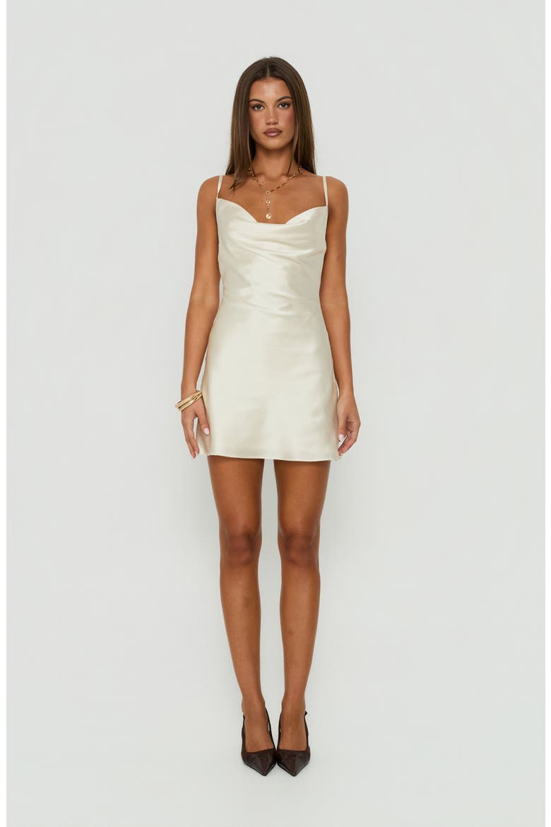Laytonn Cowl Neck Satin Minidress, Alternate, color, CHAMPAGNE