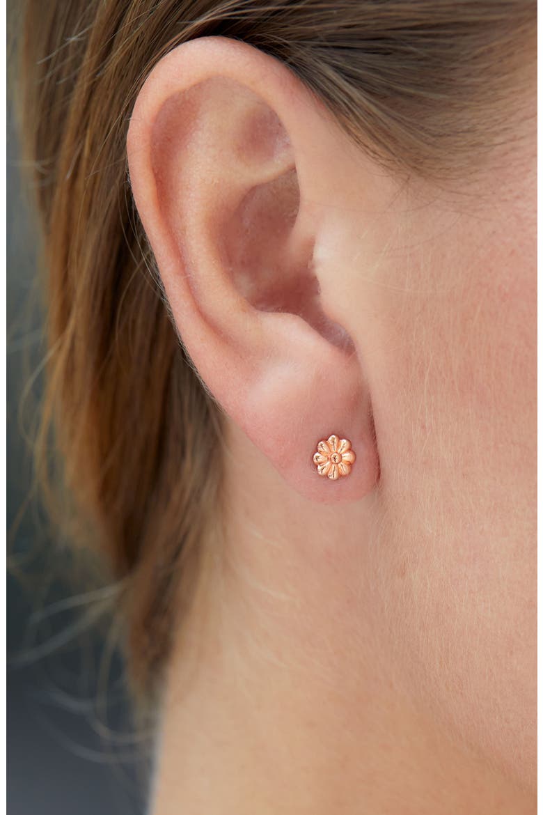 18K Rose Gold Plated Sterling Silver Florette Stud Earrings, Alternate, color, PINK