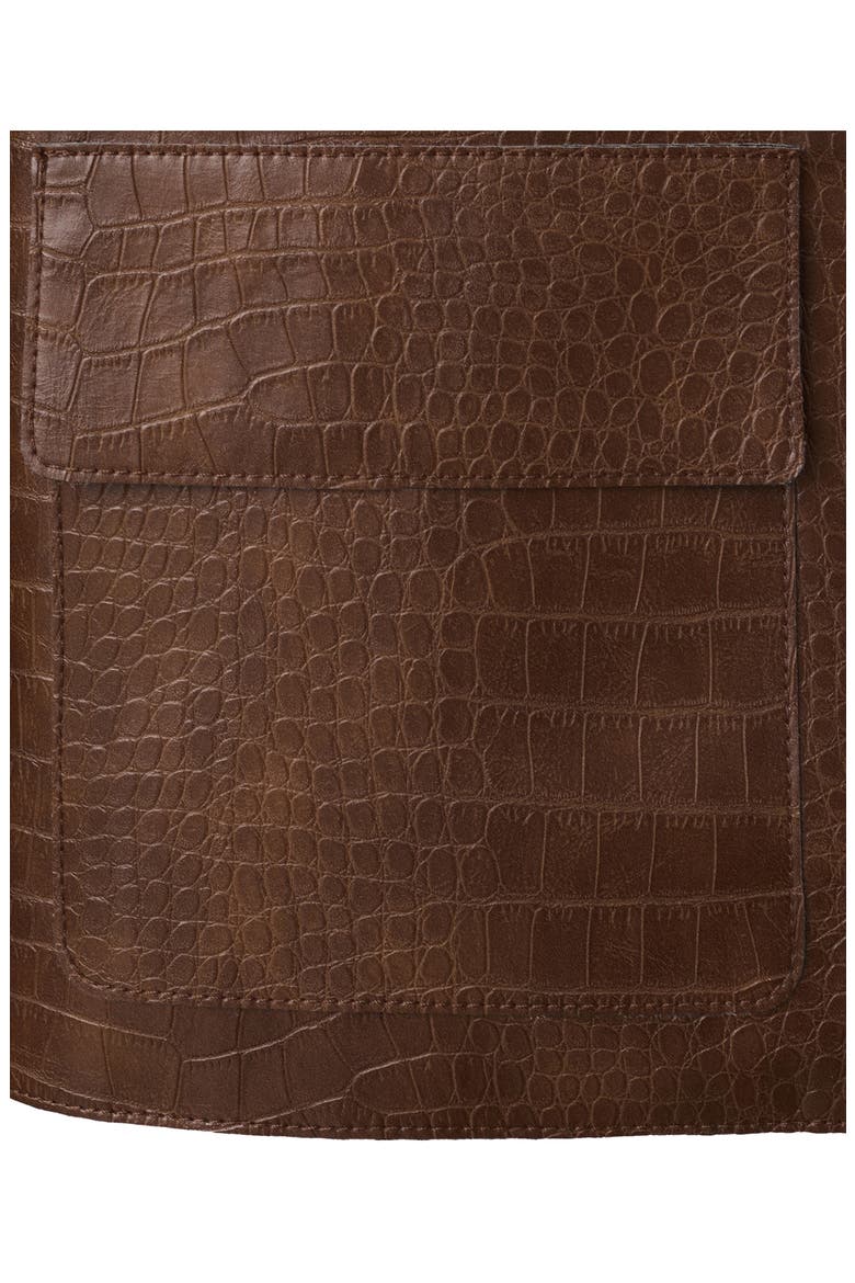 Nilo Croc Embossed Faux Leather Jacket, Alternate, color, MEDIUM BROWN