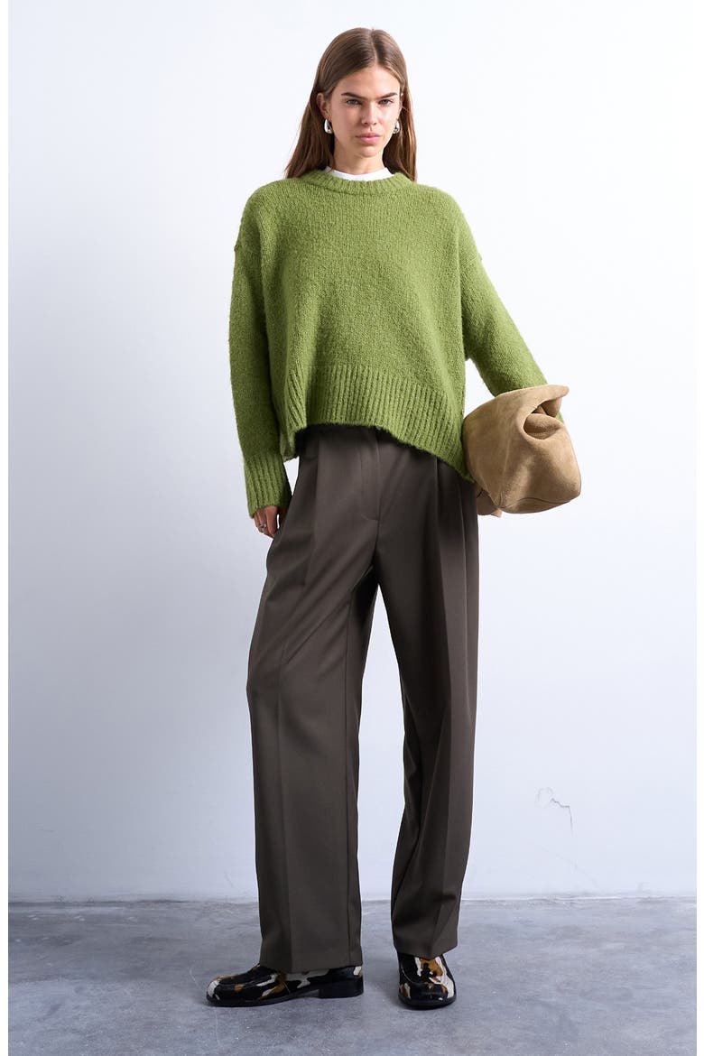 Slouchy Wide Leg Trousers, Alternate, color, MEDIUM GREEN