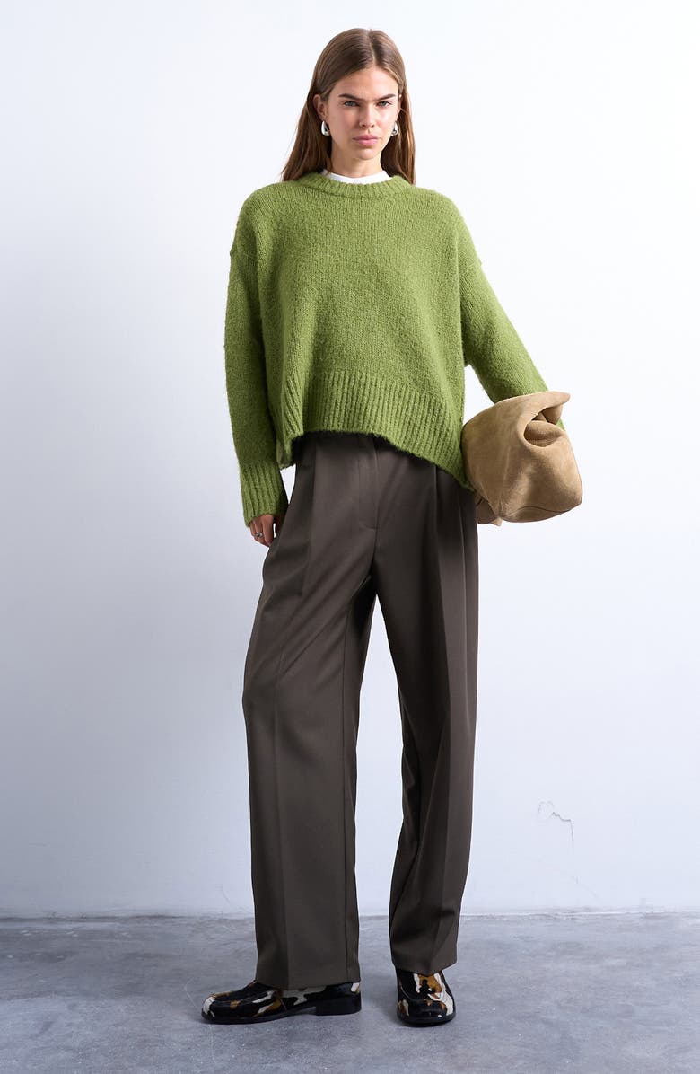 Topshop Slouchy Wide Leg Trousers, Alternate, color, Medium Green