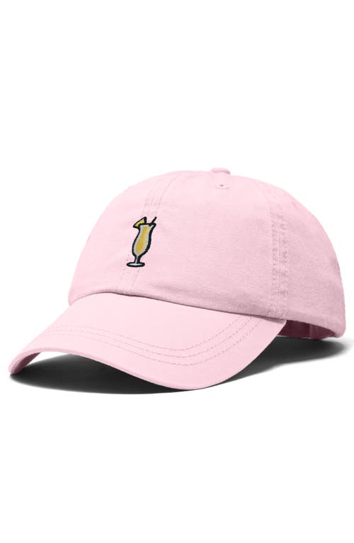 Dalix Pina Colada Embroidered Dad Cap In Washed Pink