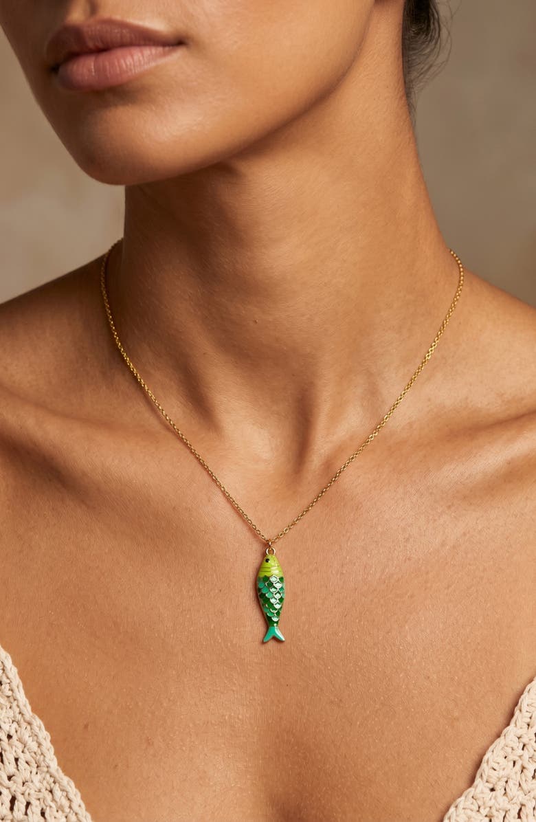 MacRae & Co. The Tidal Pendant Necklace, Alternate, color, Aqua/ Gold