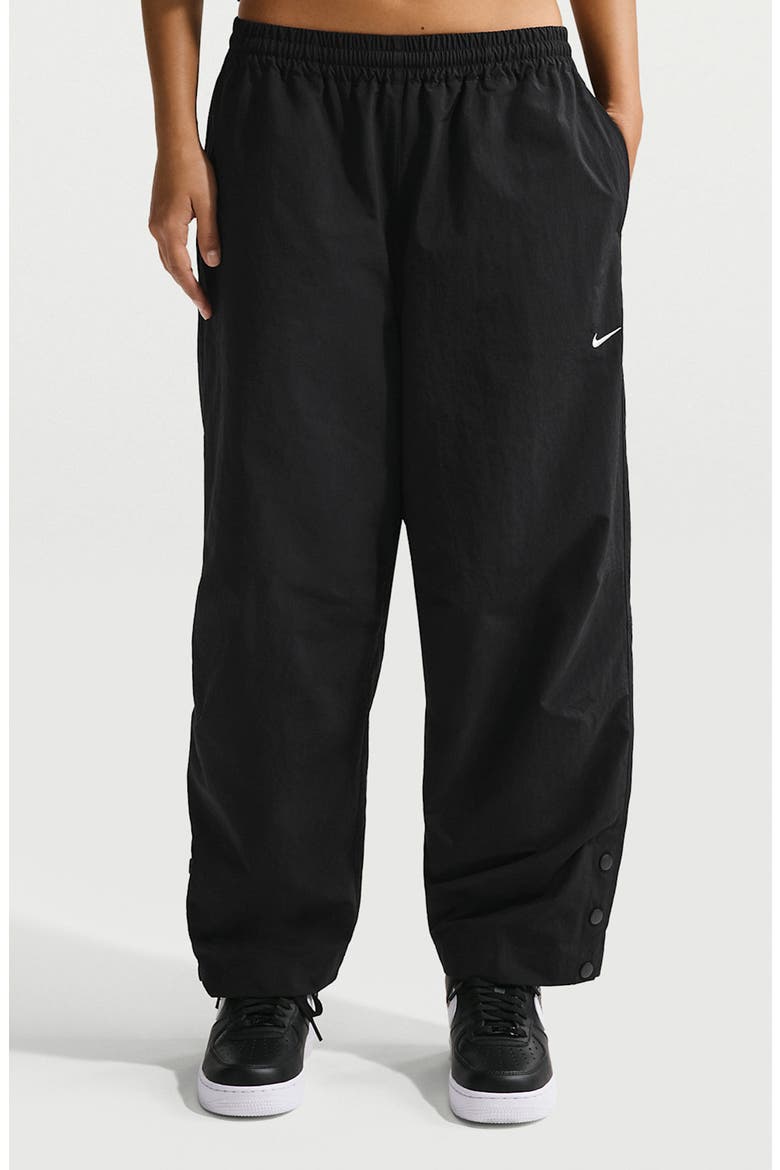 Sportswear Relaxed High Waist Woven Pants, Main, color, BLACK/ SAIL