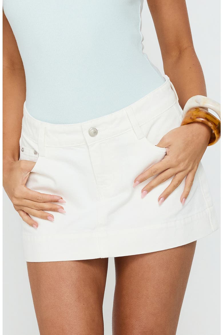 Warna Low Rise Denim Miniskirt, Main, color, WHITE