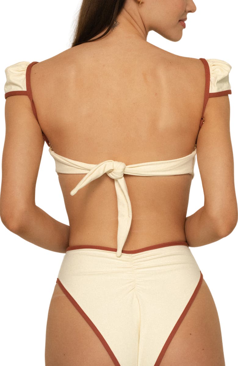 MONTCE Camana Contrast Binding Cap Sleeve Bikini Top, Alternate, color, Oat Terracotta