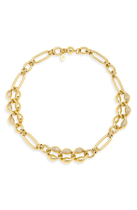 Cubic Zirconia Sculpted Chain Necklace