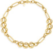 MELANIA CLARA Cubic Zirconia Sculpted Chain Necklace