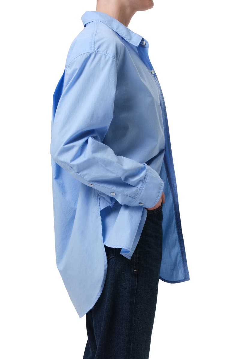 Citizens of Humanity Kayla Oversize Poplin Button-Up Shirt, Alternate, color, Banker Blue Dk