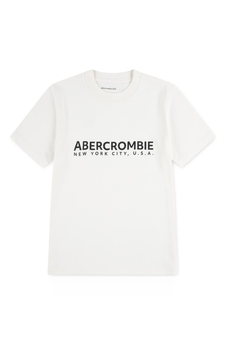 abercrombie kids Kids' Emblem Cotton Blend Graphic T-Shirt, Main, color, Jet Stream