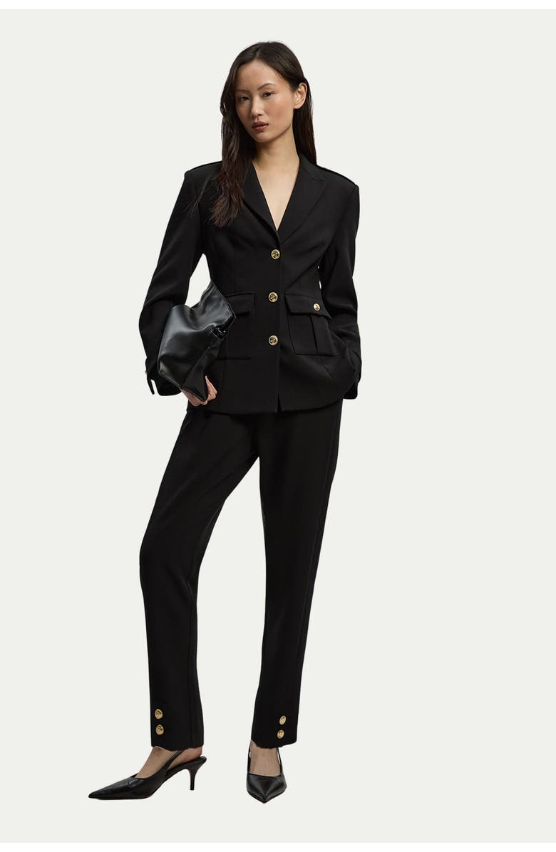 Karen Millen Military Straight Leg Trousers, Alternate, color, Black