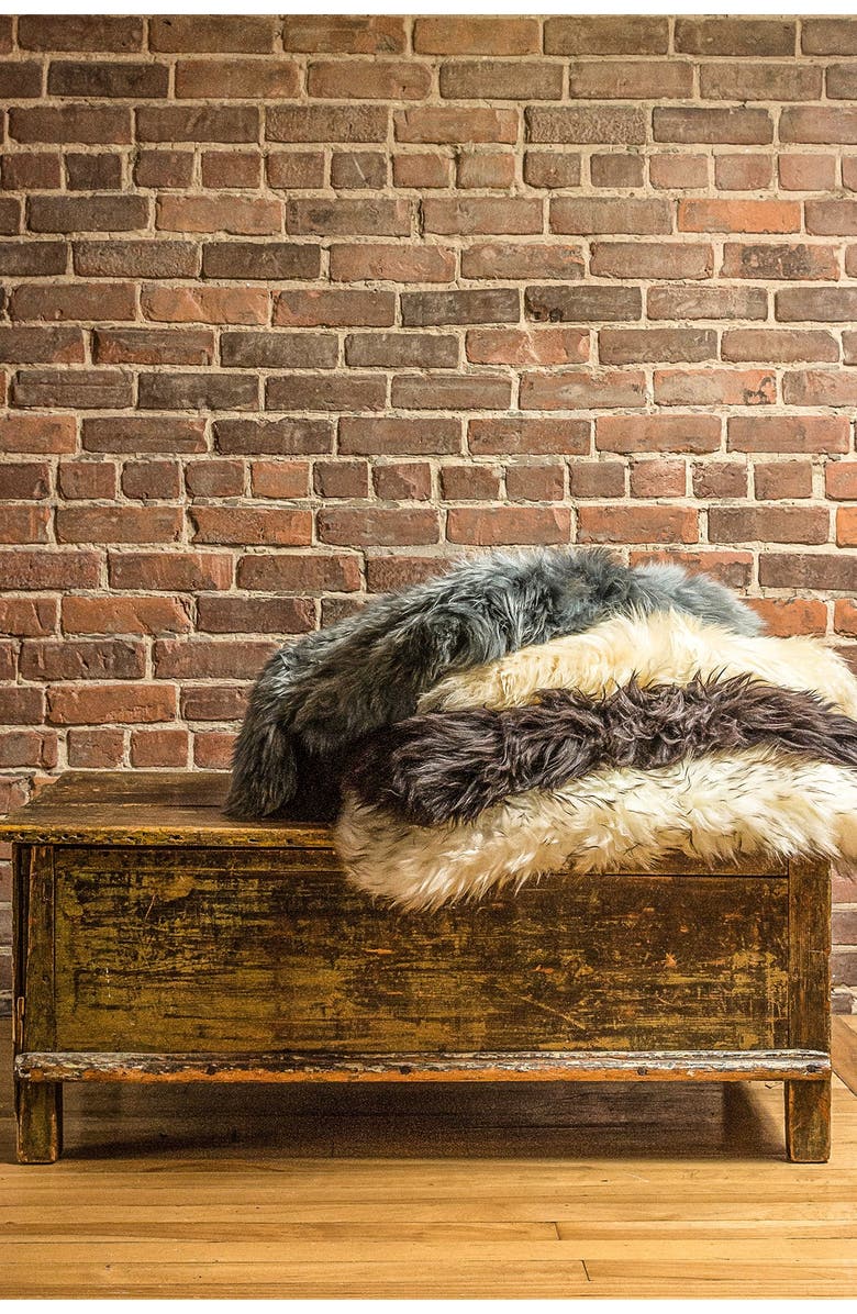 NATURAL Milan Genuine Sheepskin Shearling Throw 24" x 36" - Platinum, Alternate, color, 