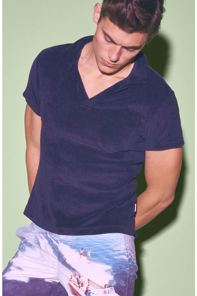 Terry Polo Shirt, Alternate, color, NAVY
