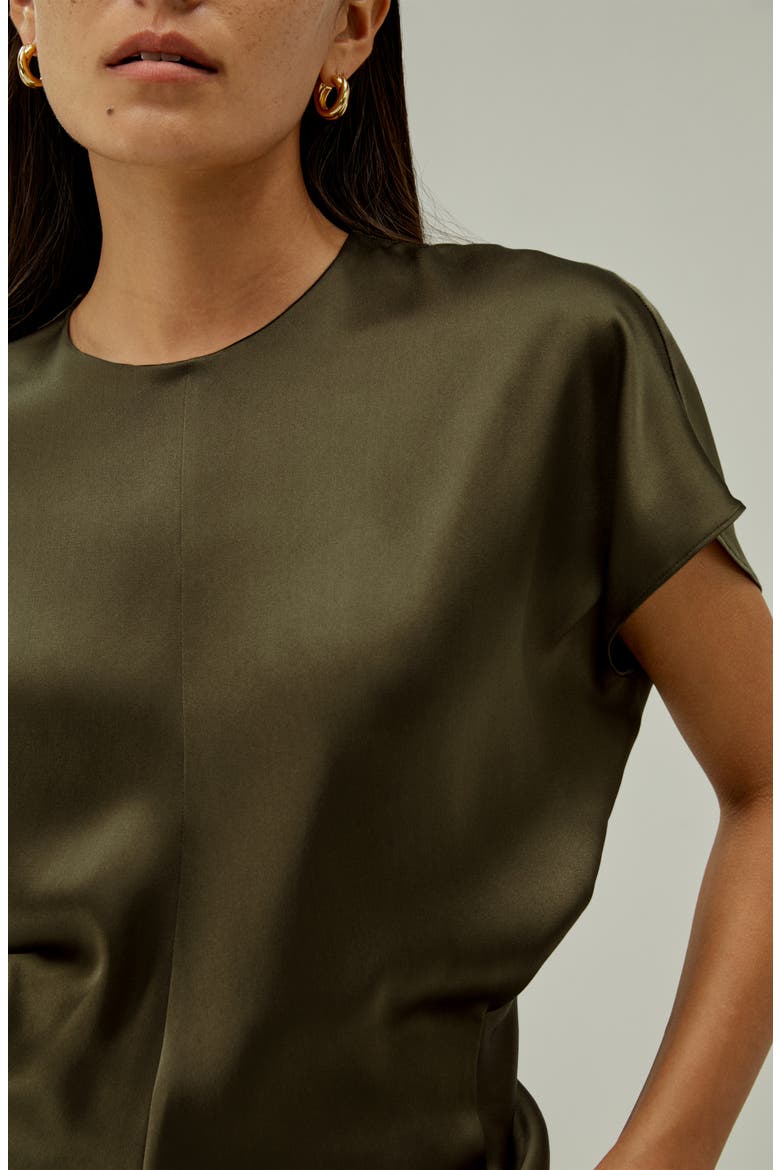 Women's Short Batwing Sleeve Silk Contour Top, Alternate, color, Pine