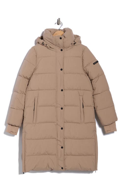 Bcbgeneration Pillow 3/4 Hooded Longline Puffer Coat In Multi