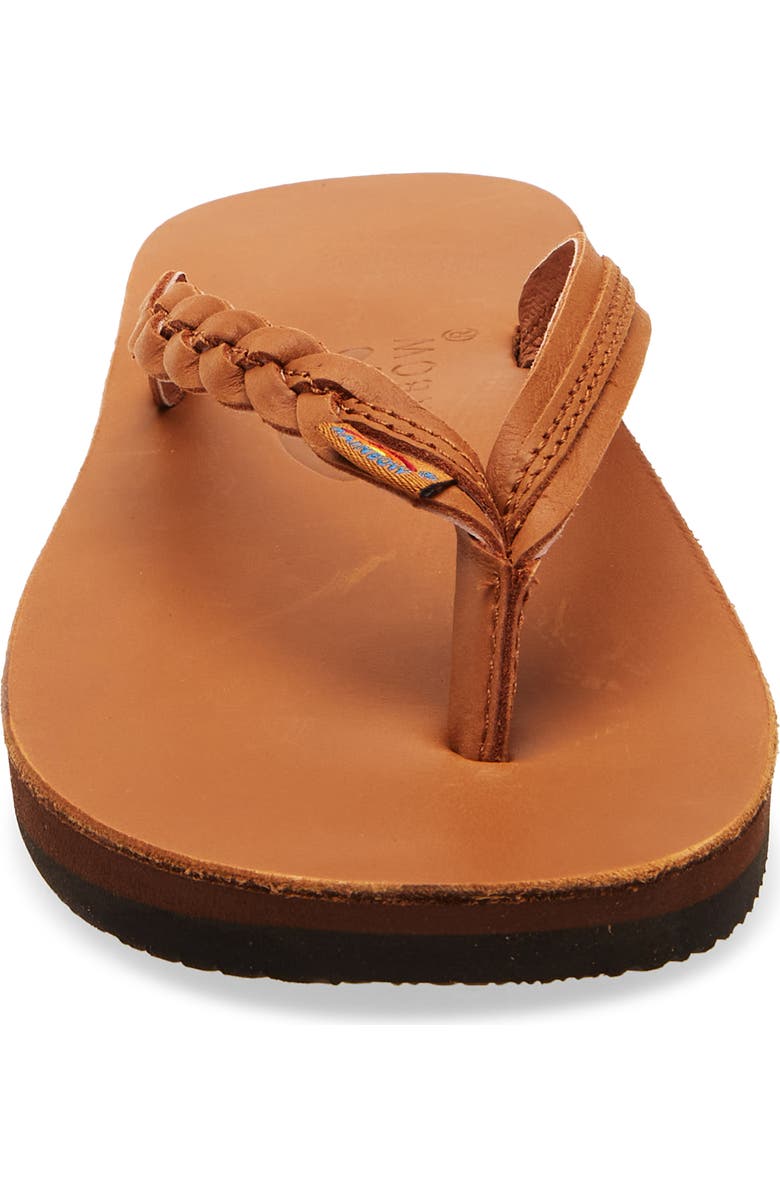 Rainbow<sup>®</sup> Rainbow 'Flirty' Braided Leather Flip Flop, Alternate, color, Classic Tan