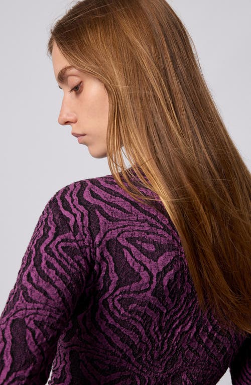 Desigual Funnel Neck Long Sleeve Body-con Minidress In Brown