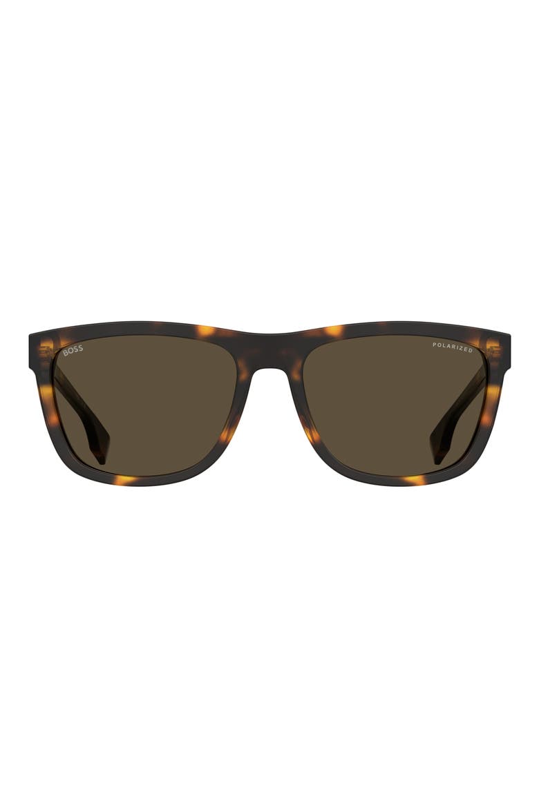58mm Polarized Square Sunglasses, Main, color, HAVANA 2