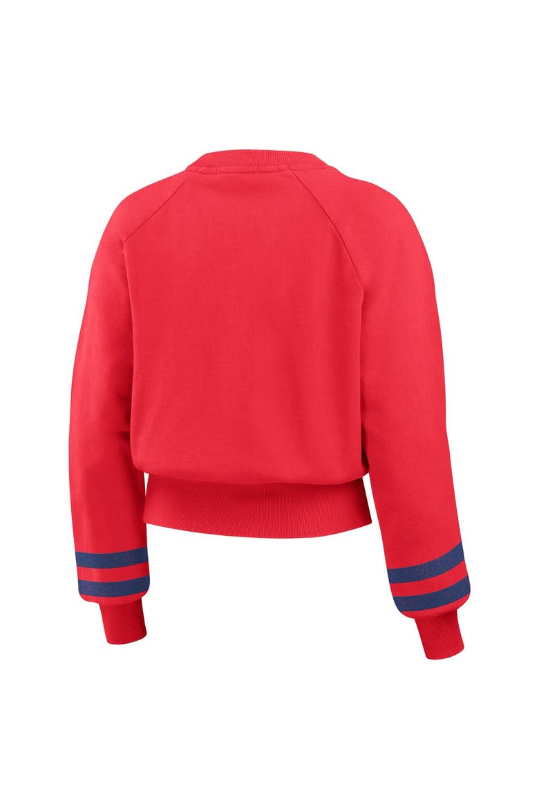Women's WEAR by Erin Andrews  Red Philadelphia Phillies Vintage Washed Cropped Pullover Sweatshirt, Alternate, color, Red