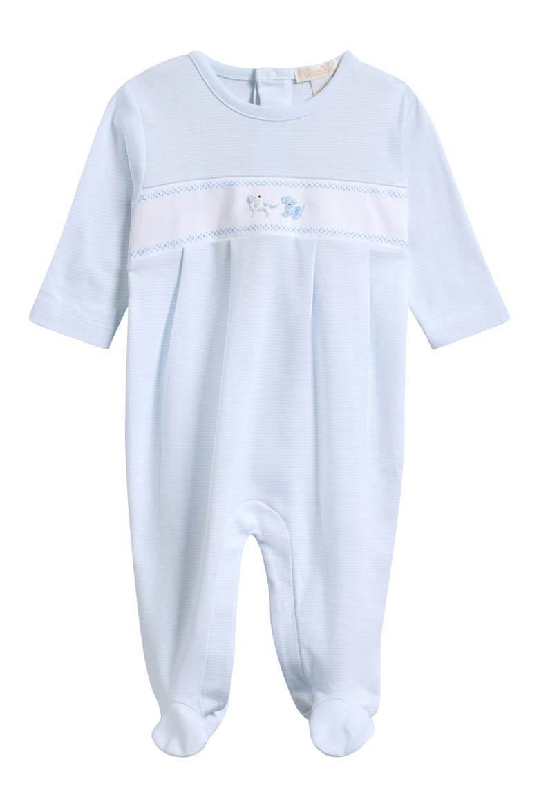 Kids' Embroidered Smocked Pima Cotton Footie, Main, color, LIGHT BLUE
