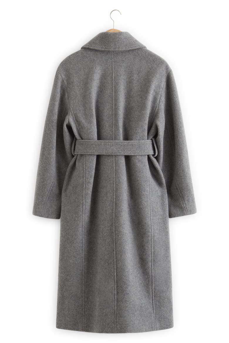 Belted Wool Wrap Coat, Alternate, color, GREY MELANGE