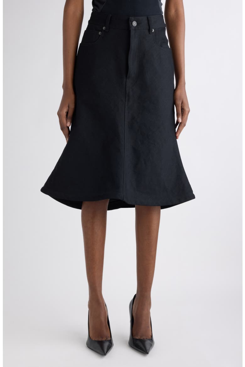 Denim A-Line Midi Skirt, Main, color, 1000 BLACK