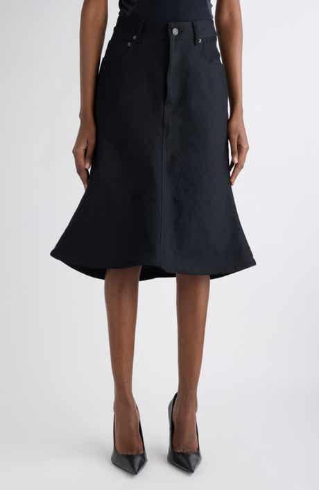 Denim A-Line Midi Skirt