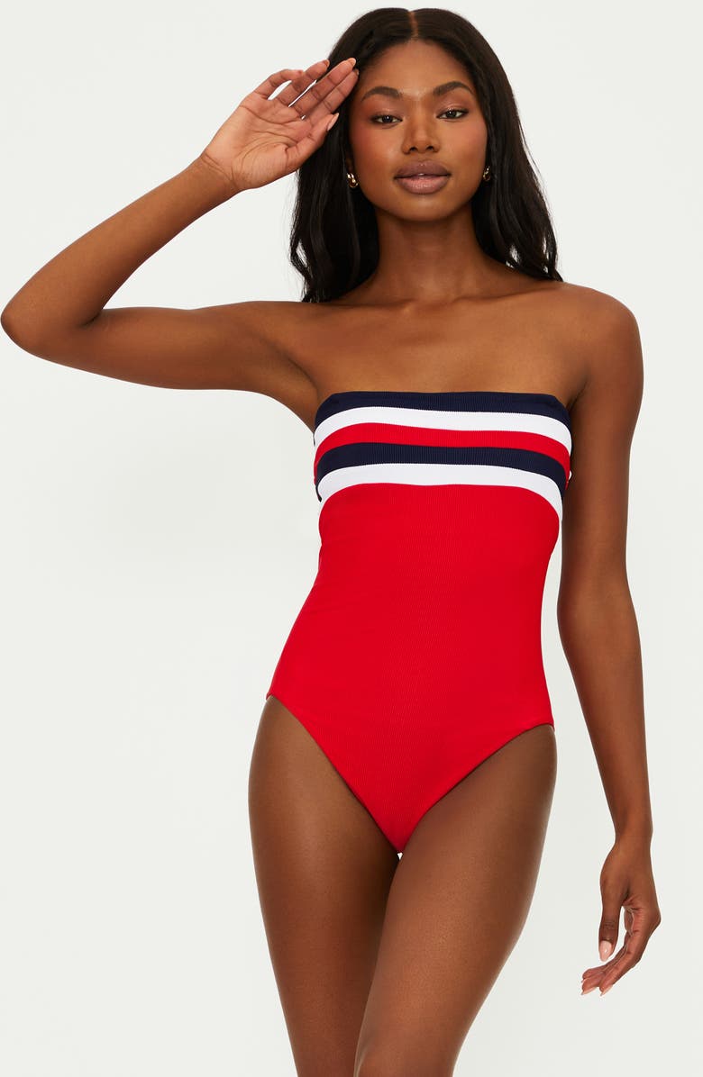 Beach Riot Jessa Stripe Rib One-Piece Swimsuit, Alternate, color, American Colorblock