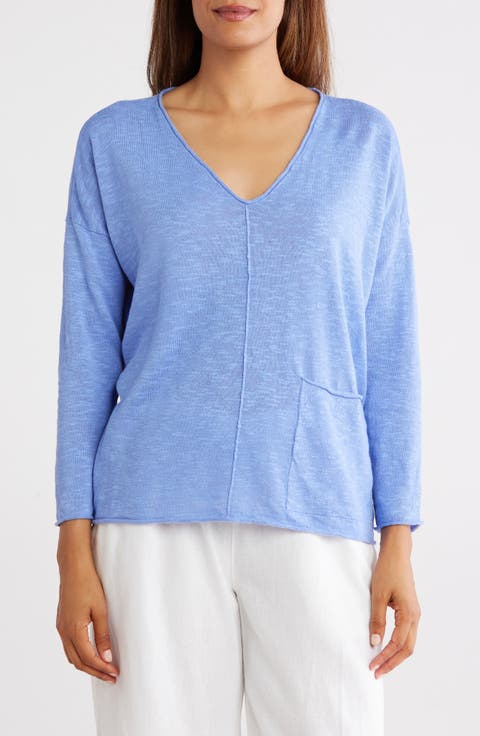 Organic Linen & Cotton V-Neck Sweater