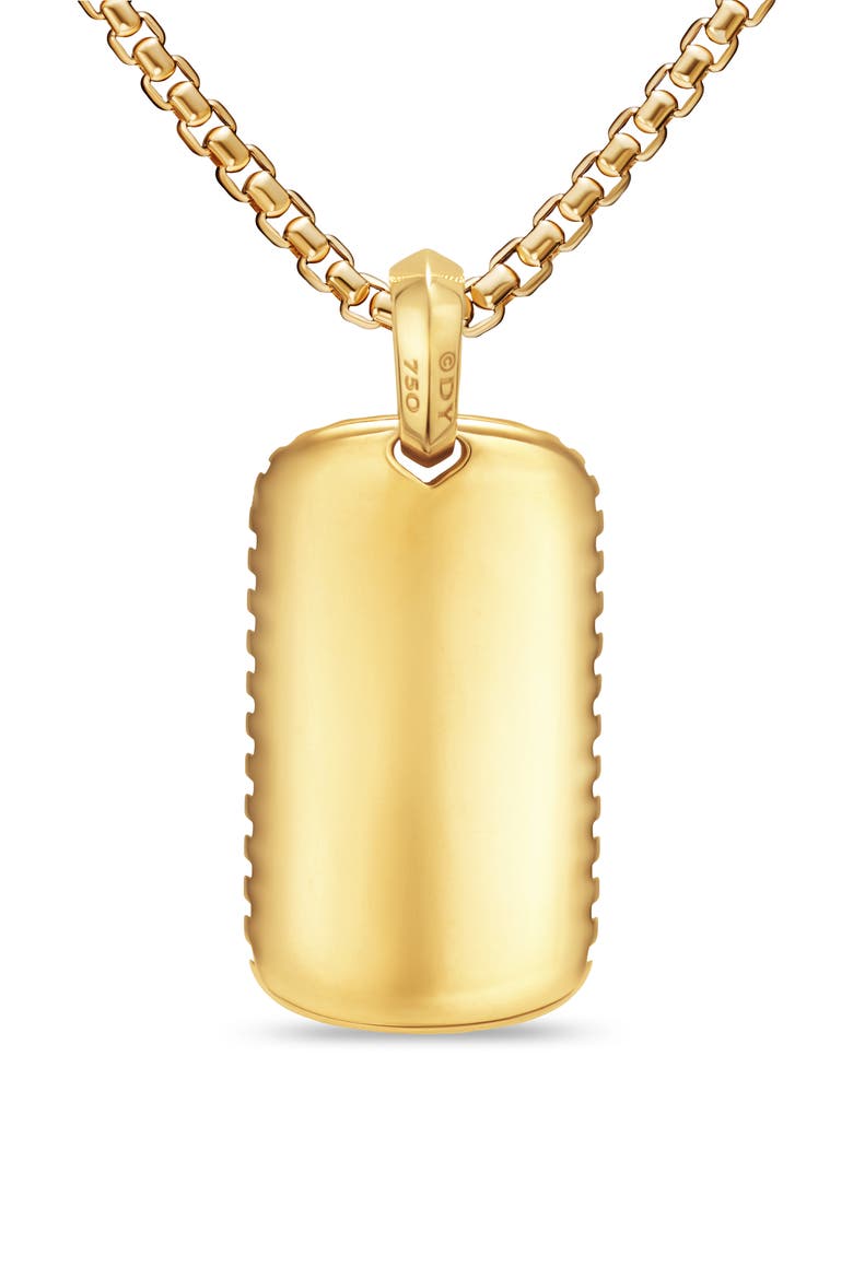 Men's Chevron Tag in 18K Yellow Gold with Tiger's Eye, 34mm, Alternate, color, GOLD
