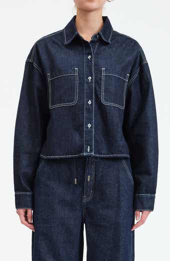 DAZE The Editor Crop Denim Button-Up Shirt