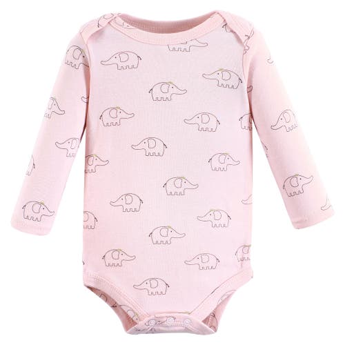 Hudson Baby Essential All-cotton Long-sleeve Bodysuit Triple Pack In Pink
