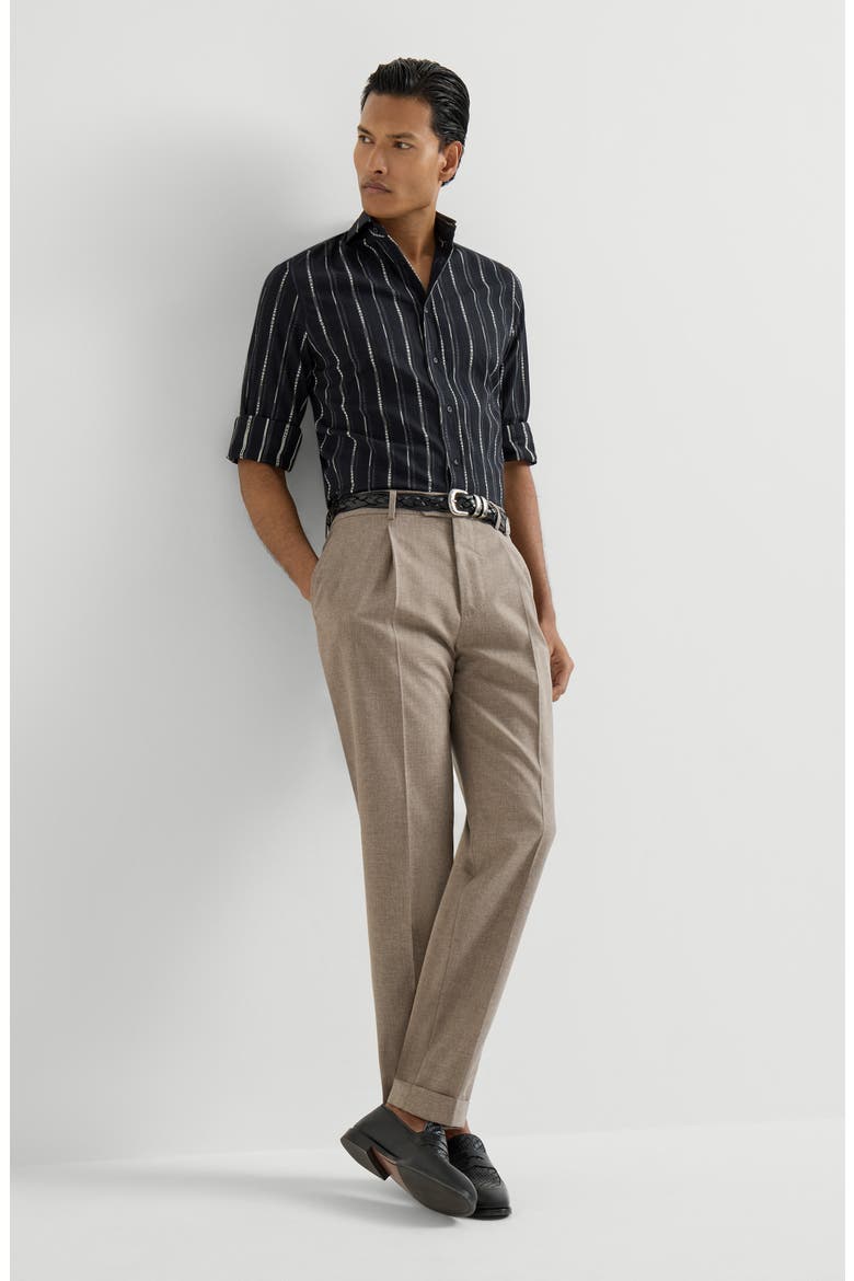 Trousers with pleats, Alternate, color, Light Brown