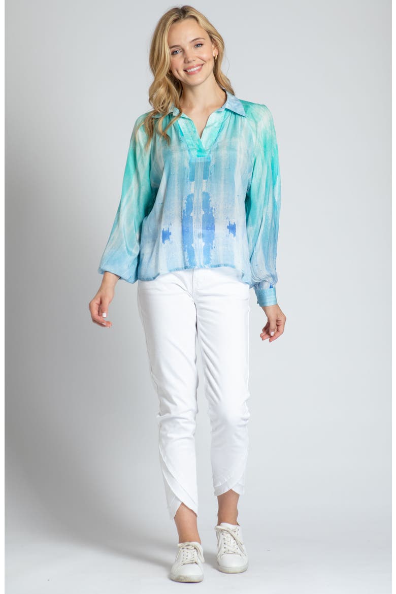 Half Placket Top, Alternate, color, TURQUOISE MULTI