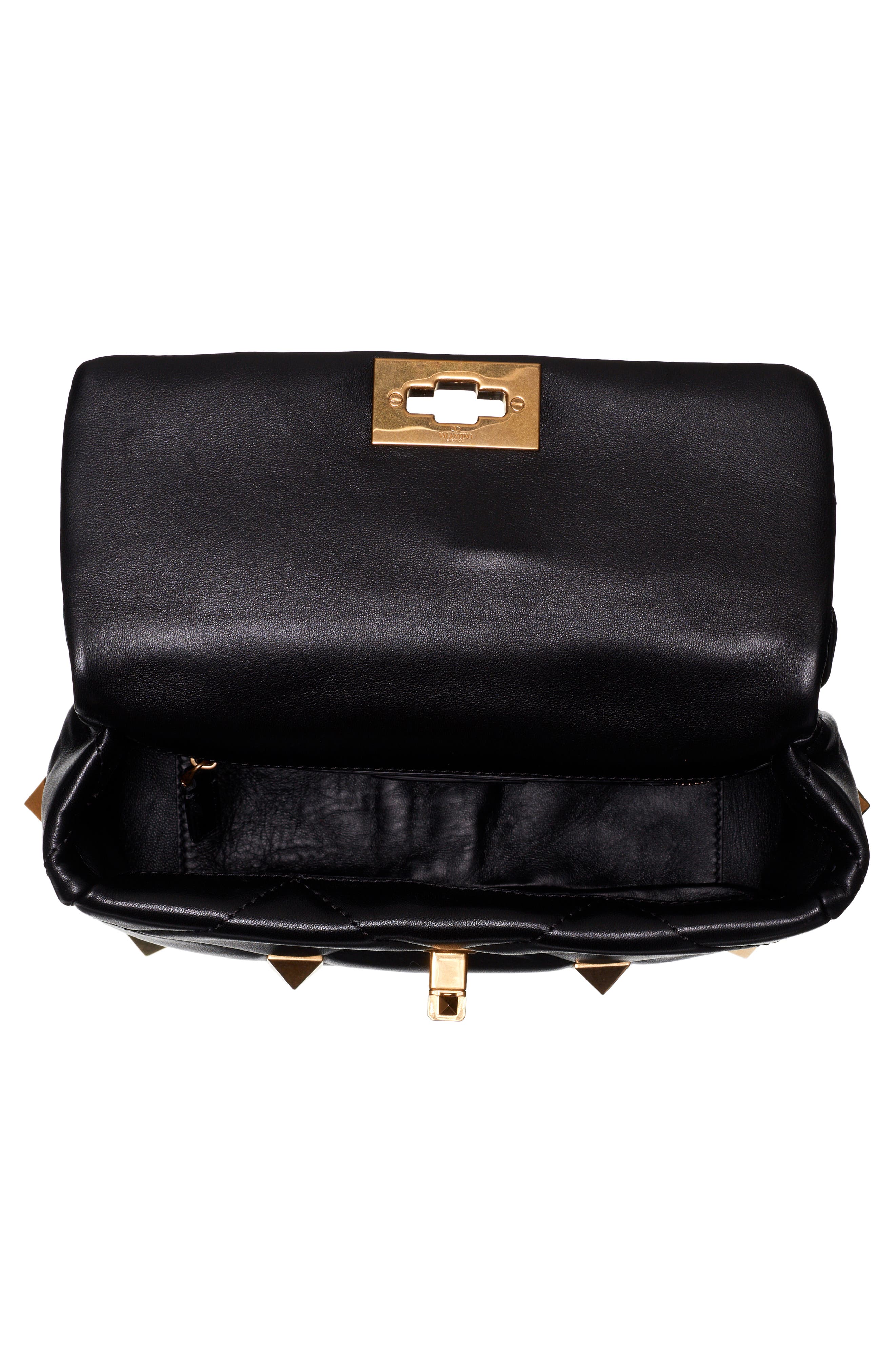 Valentino Garavani Medium Roman Stud Matelassé Leather Shoulder Bag, Alternate, color, 