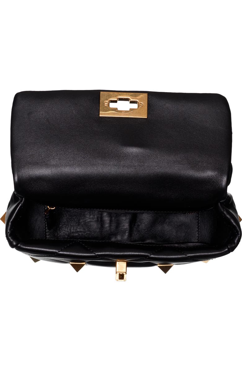 Valentino Garavani Medium Roman Stud Matelassé Leather Shoulder Bag, Alternate, color,